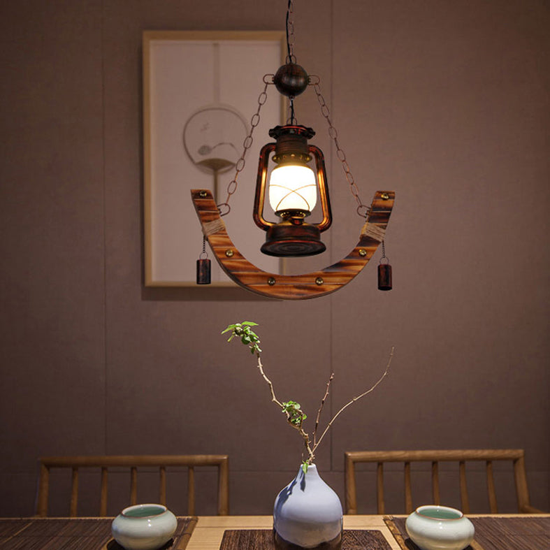 Houten anker nautische stijl hangende licht retro kerosinelampvormige enkele lampverlichtingshanger voor coffeeshop