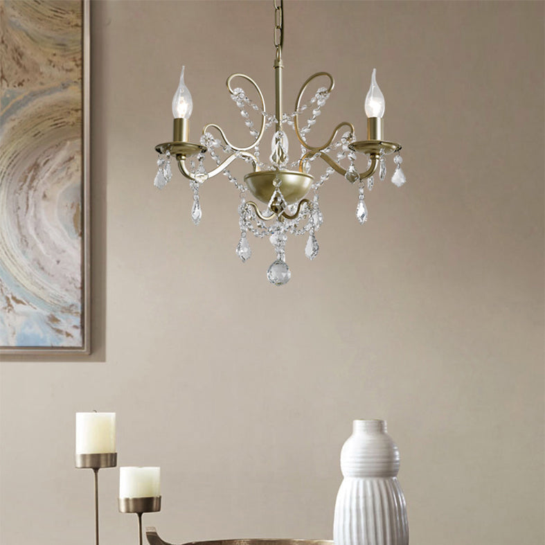 K9 Crystal Drops Candlestick Chandelier Lights Vintage Rustic Style Lighting Pendant for Living Room