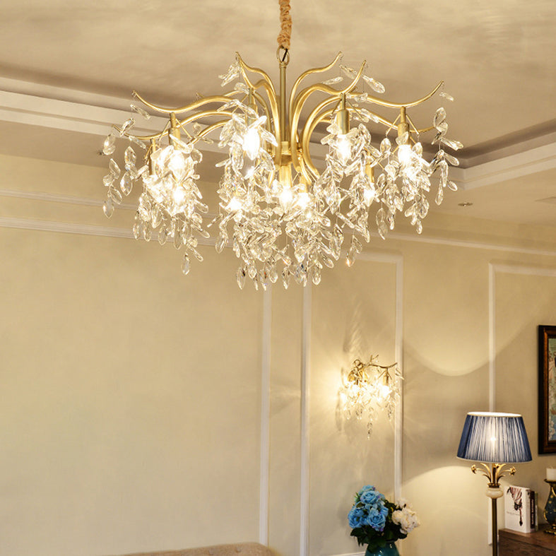 Branches Shaped French Style Crystal Pendant Light Multi-lights Dining Room Lighting Fixture with 17.7" Suspension Chain