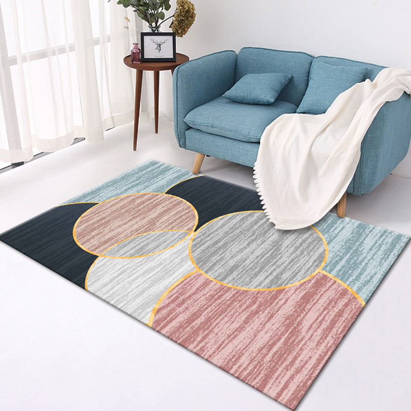 Trendy Geometric Pattern Area Rug Distinctive Contemporary Rug Polyester Friendly Washable Carpet for Living Room
