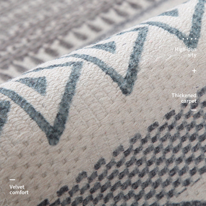 Eclectic Southwestern Print Rug White Tone Cotton Carpet Stain Resistant Indoor Rug for Living Room