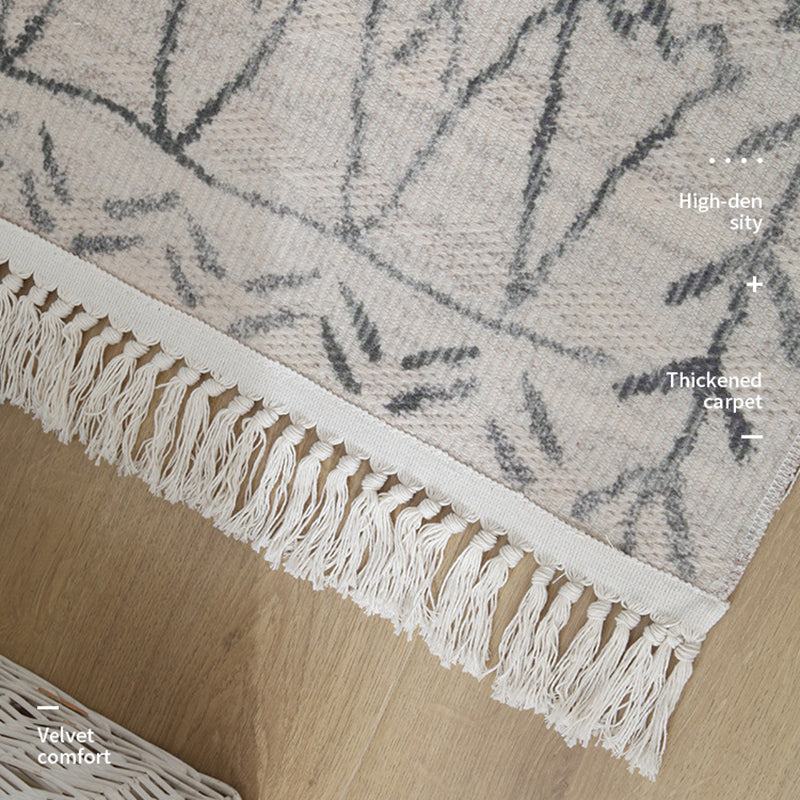 Eclectic Southwestern Print Rug White Tone Cotton Carpet Stain Resistant Indoor Rug for Living Room