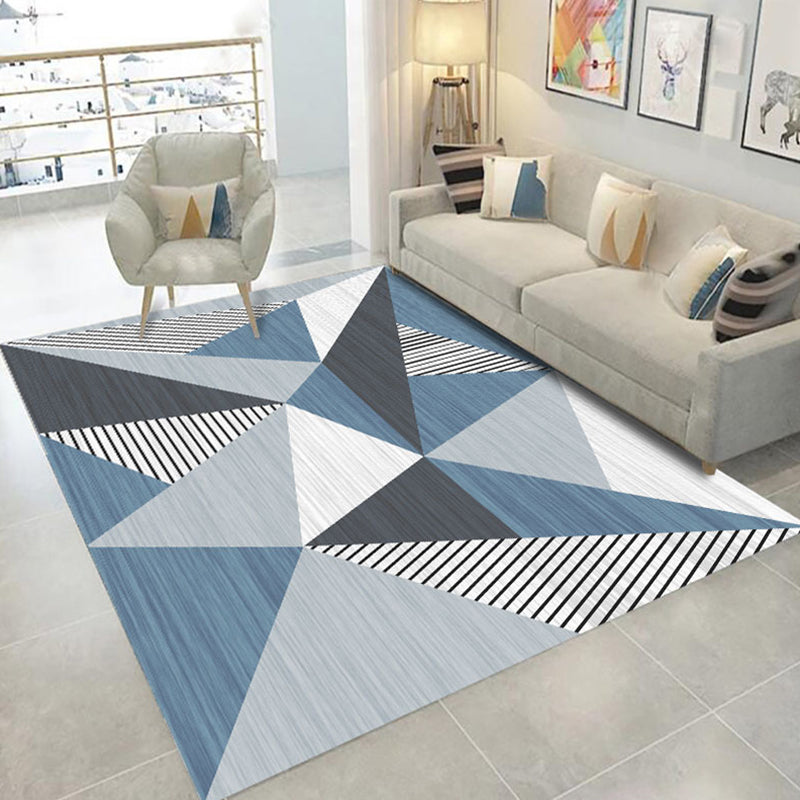 Simplicity Modern Rectangle Indoor Rug Trendy Triangle Pattern Carpet Polyester Non-Slip Backing Carpet for Home Decoration