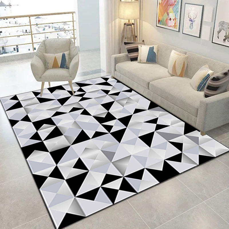 Funky Triangle Design Indoor Rug Individuality Modern Area Rug Polyester Anti-Slip Backing Carpet for Home Decoration