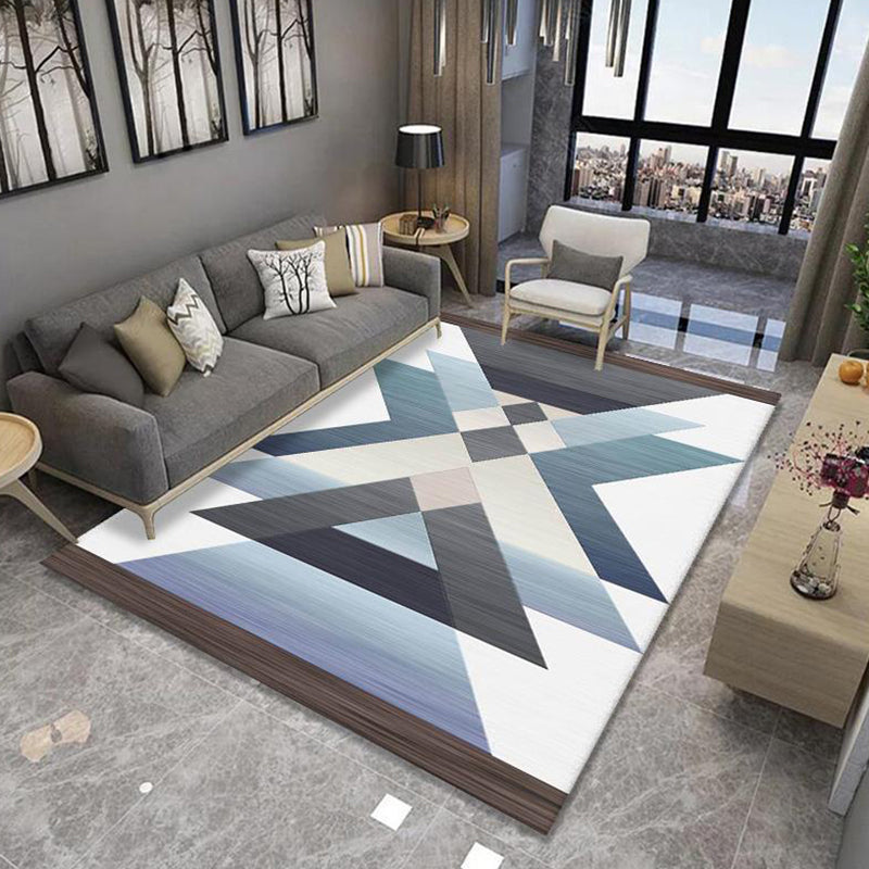 Stylish Triangle Pattern Area Rug Decorative Contemporary Polyester Rug Non-Slip Backing Indoor Carpet for Home Decor