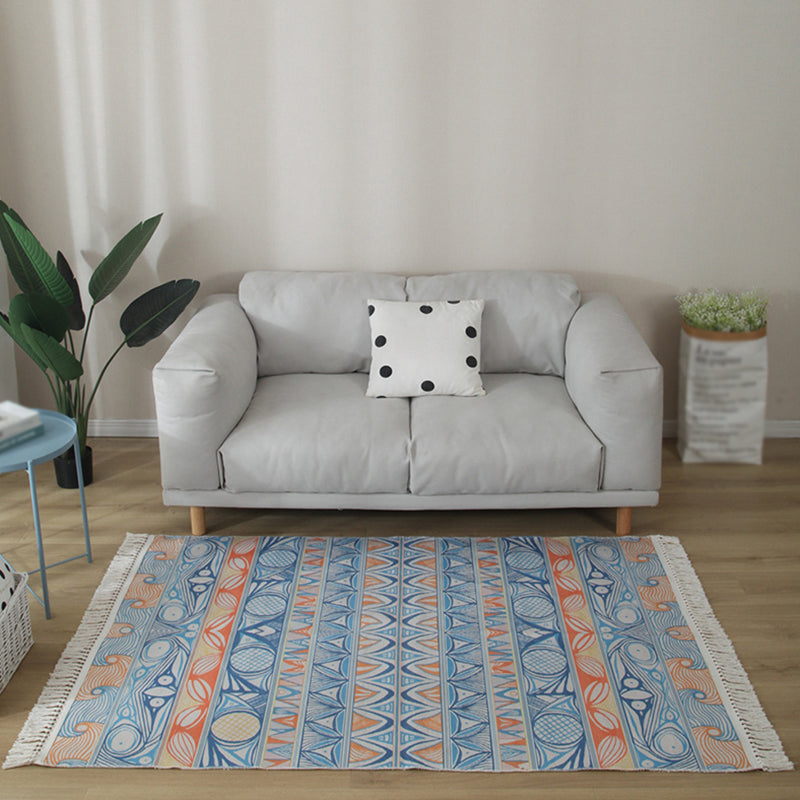 Gray Tone Modern Area Carpet Cotton Ethnic Printing Indoor Rug Easy Care Carpet for Living Room
