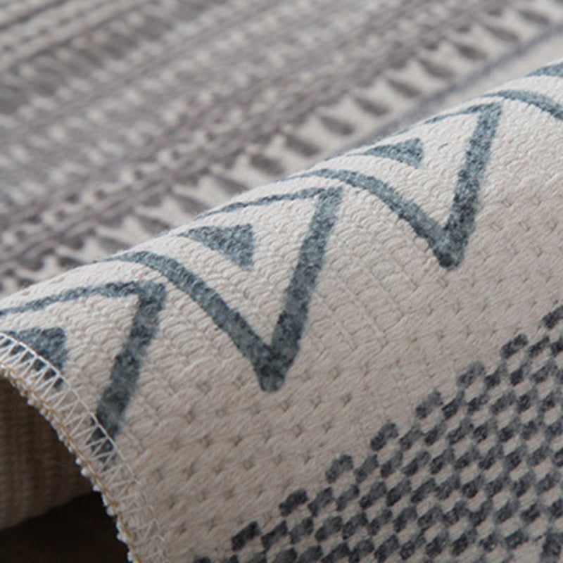 Gray Tone Modern Area Carpet Cotton Ethnic Printing Indoor Rug Easy Care Carpet for Living Room