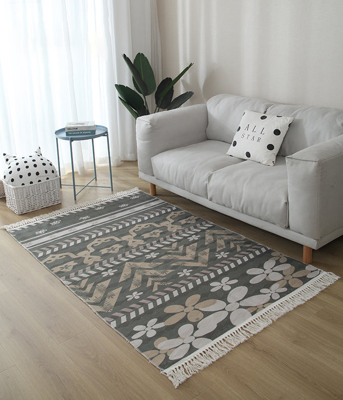 Multicolor Modern Indoor Rug Cotton Normatic Tribe Carpet Easy Care Rug for Home Decoration