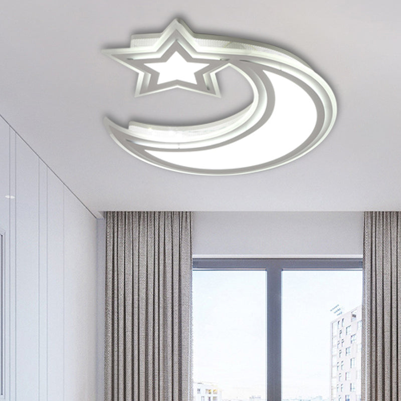 Crescent en Star Flush plafondlamp Cartoon acryl LED-plafondlamp voor meisjesjongensslaapkamer
