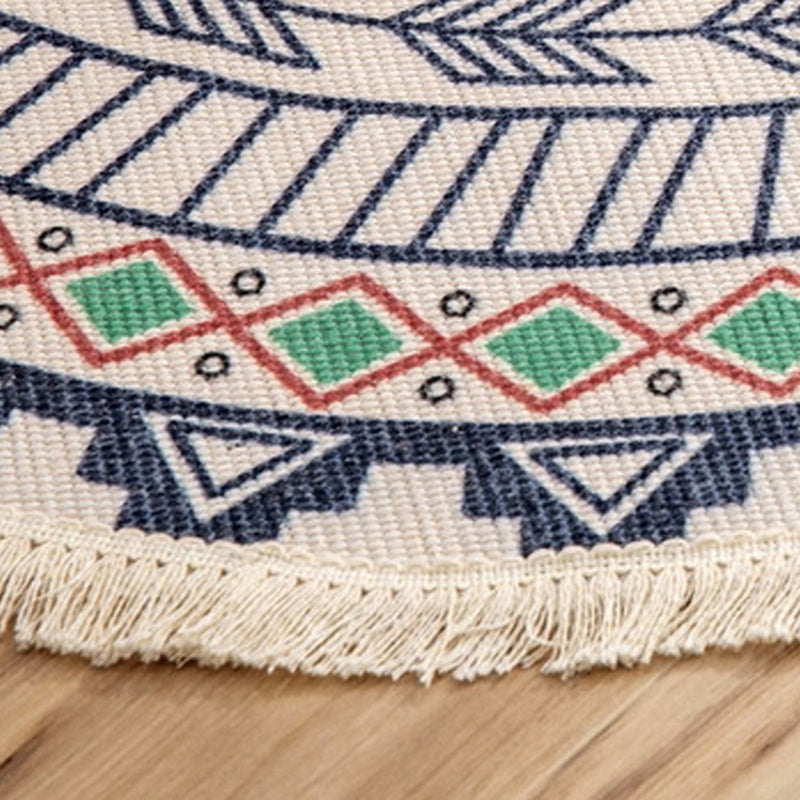 Traditional Floral Design Rug Moroccan Round Indoor Rug Cotton Blend Pet Friendly Area Carpet for Home Decoration