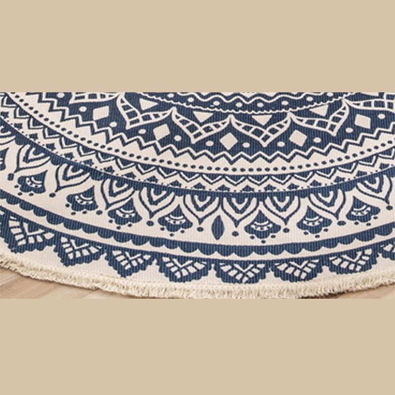 Traditional Floral Design Rug Moroccan Round Indoor Rug Cotton Blend Pet Friendly Area Carpet for Home Decoration