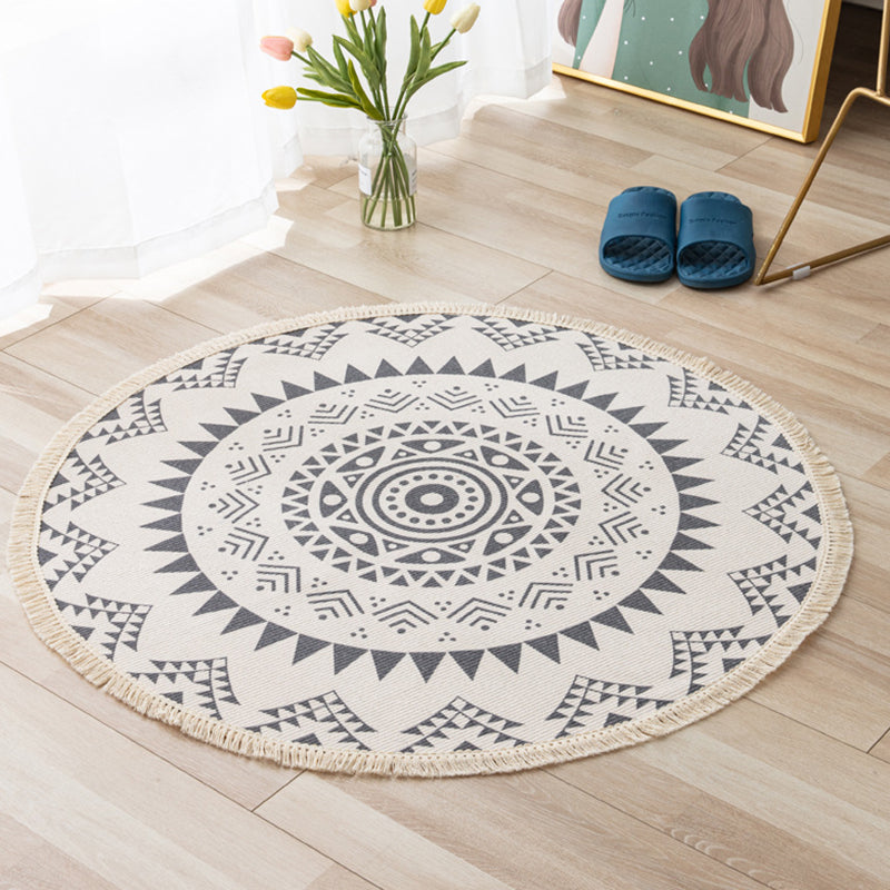 Traditional Floral Design Rug Moroccan Round Indoor Rug Cotton Blend Pet Friendly Area Carpet for Home Decoration
