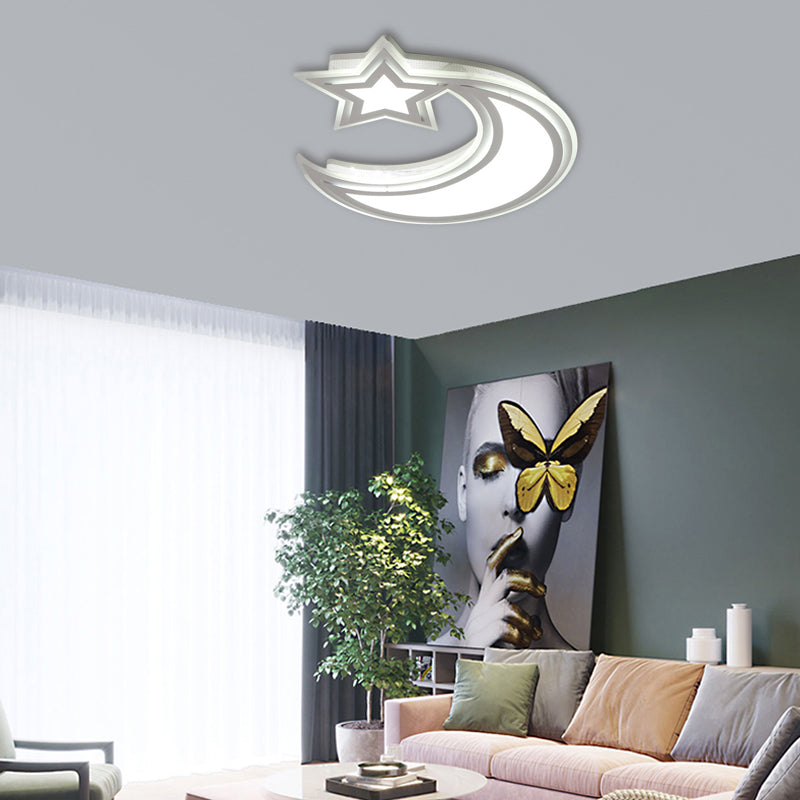 Crescent en Star Flush plafondlamp Cartoon acryl LED-plafondlamp voor meisjesjongensslaapkamer