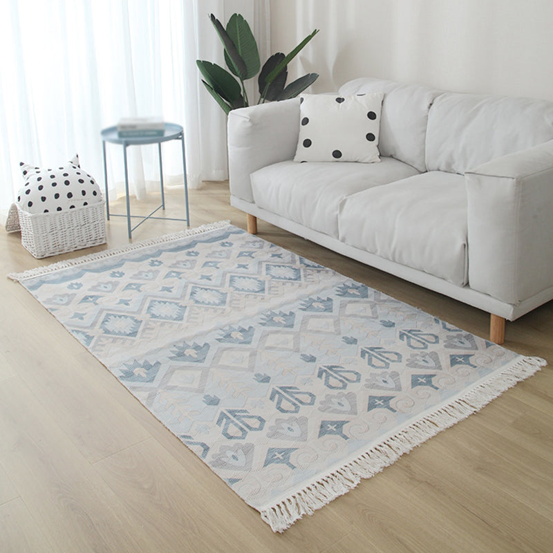 Multicolor Bohemian Area Carpet Cotton Ethnic Print Indoor Rug Washable Carpet for Living Room