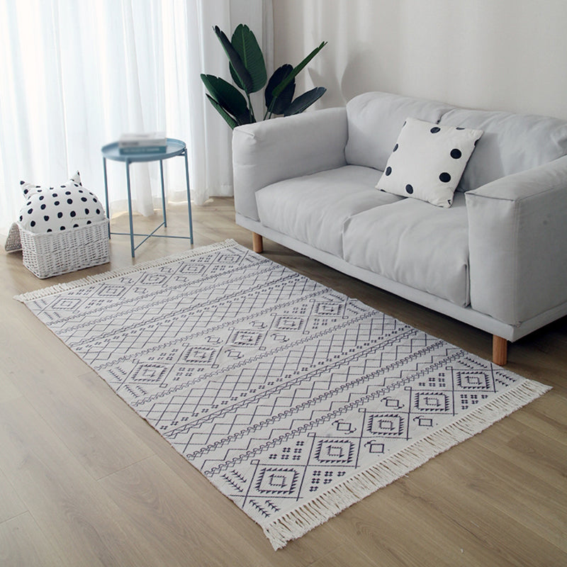 Multicolor Bohemian Area Carpet Cotton Ethnic Print Indoor Rug Washable Carpet for Living Room