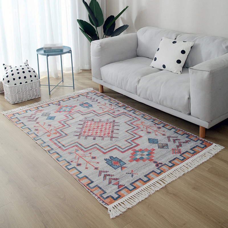 Multicolor Bohemian Area Carpet Cotton Ethnic Print Indoor Rug Washable Carpet for Living Room
