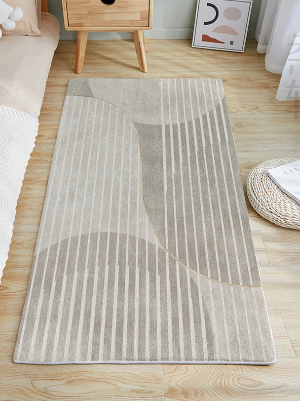 Apricot Tone Modern Area Carpet Polyester Stripe Printing Indoor Rug Anti-Slip Backing Carpet for Living Room