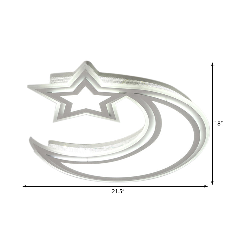 Crescent en Star Flush plafondlamp Cartoon acryl LED-plafondlamp voor meisjesjongensslaapkamer