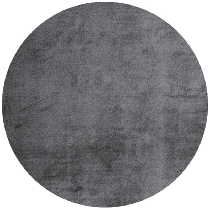 Round Gray Tone Casual Indoor Rug Polyester Solid Rug Non-Slip Backing Indoor Rug for Living Room