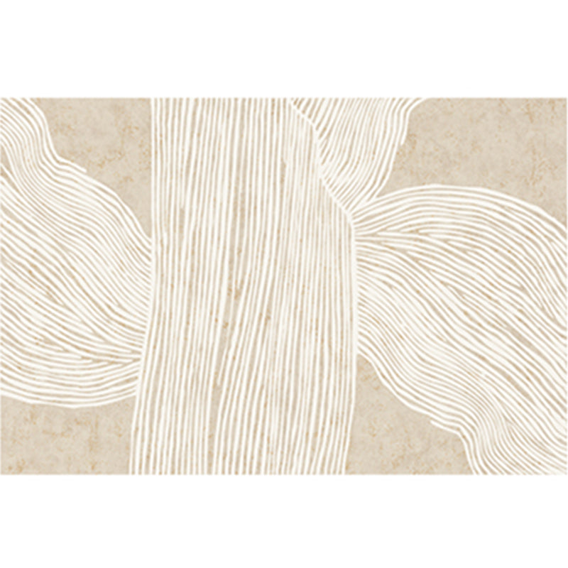 Modern Simple Stripe Rug Apricot Tone Polyester Carpet Stain Resistant Indoor Rug for Home Decoration