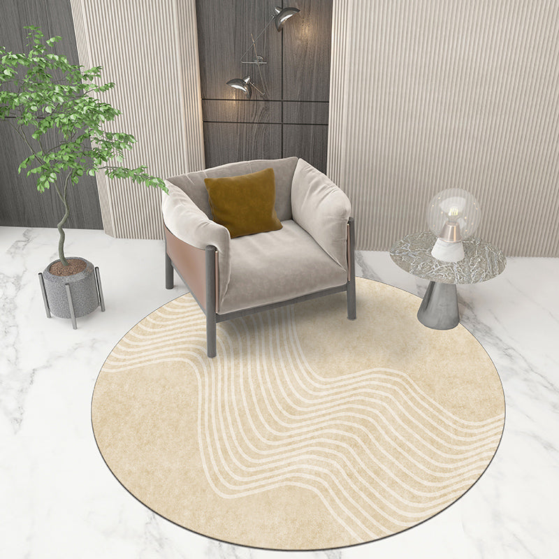 Solid Color Random Banded Rug Polyester Simple Anti-Slip Backing Indoor Rug for Living Room