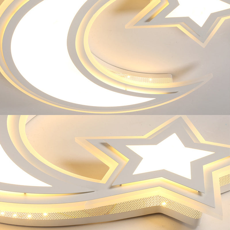 Crescent en Star Flush plafondlamp Cartoon acryl LED-plafondlamp voor meisjesjongensslaapkamer