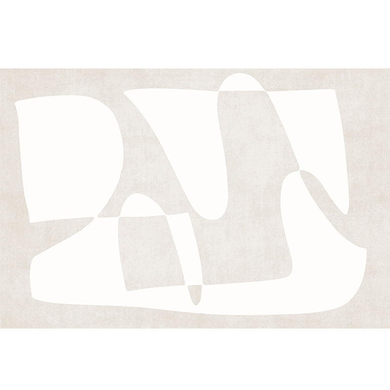 Apricot Tone Simplicity Rug Polyester Carpet Stripe Printing Indoor Rug Non-Slip Backing for Living Room