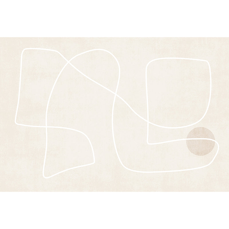 Apricot Tone Simplicity Rug Polyester Carpet Stripe Printing Indoor Rug Non-Slip Backing for Living Room