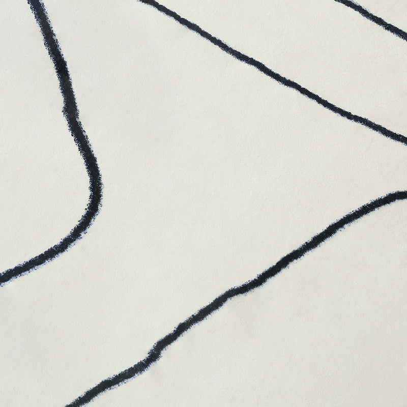 White Tone Casual Area Rug Polyester Lines Print Rug Non-Slip Backing Indoor Rug for Living Room