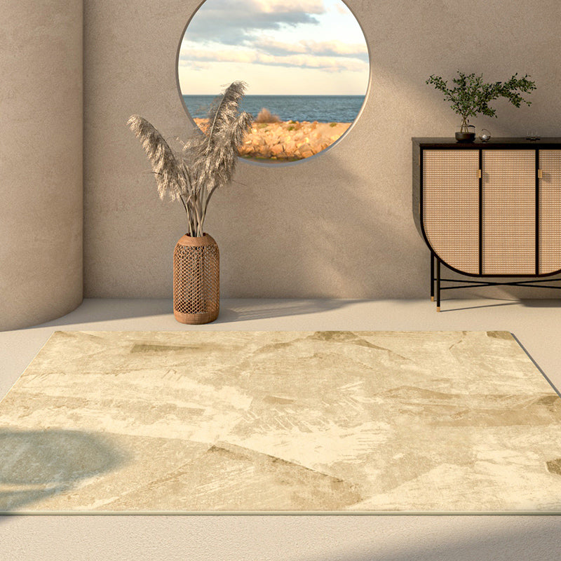 Comfort Geometric Printed Rug Apricot Tone Polyester Area Carpet Non-Slip Backing Rug for Home Decoration