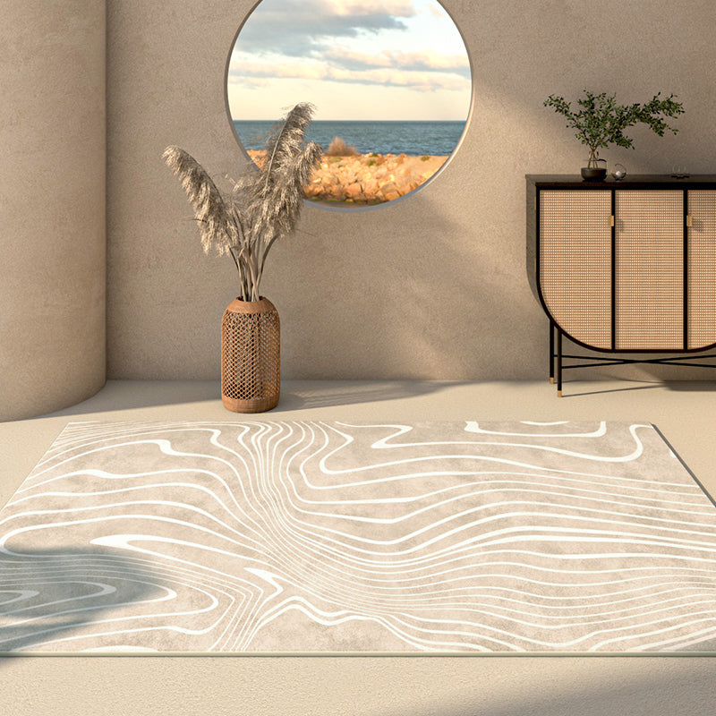 Comfort Geometric Printed Rug Apricot Tone Polyester Area Carpet Non-Slip Backing Rug for Home Decoration