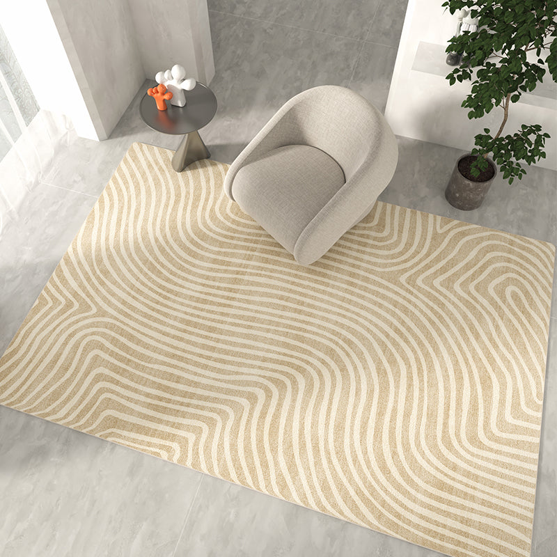 Yellow Tone Modern Area Carpet Polyester Banded Indoor Rug Anti-Slip Backing Carpet for Home Decor