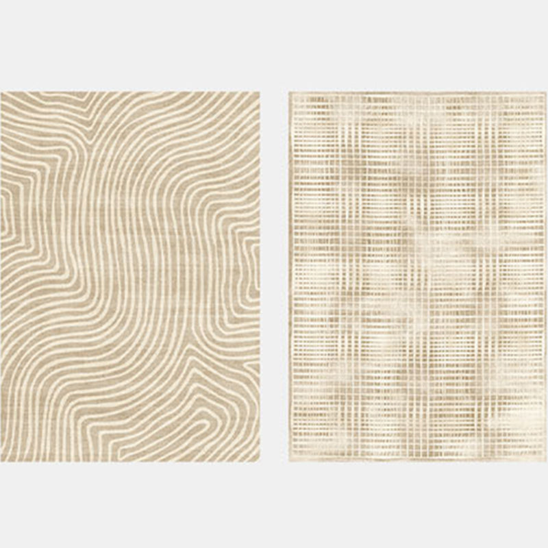 Yellow Tone Modern Area Carpet Polyester Banded Indoor Rug Anti-Slip Backing Carpet for Home Decor