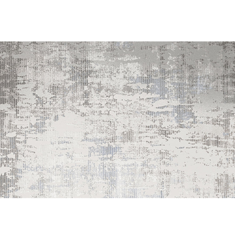 Grey Tone Geometric Lines Rug Polyester Relaxing Anti-Slip Backing Indoor Rug for Living Room