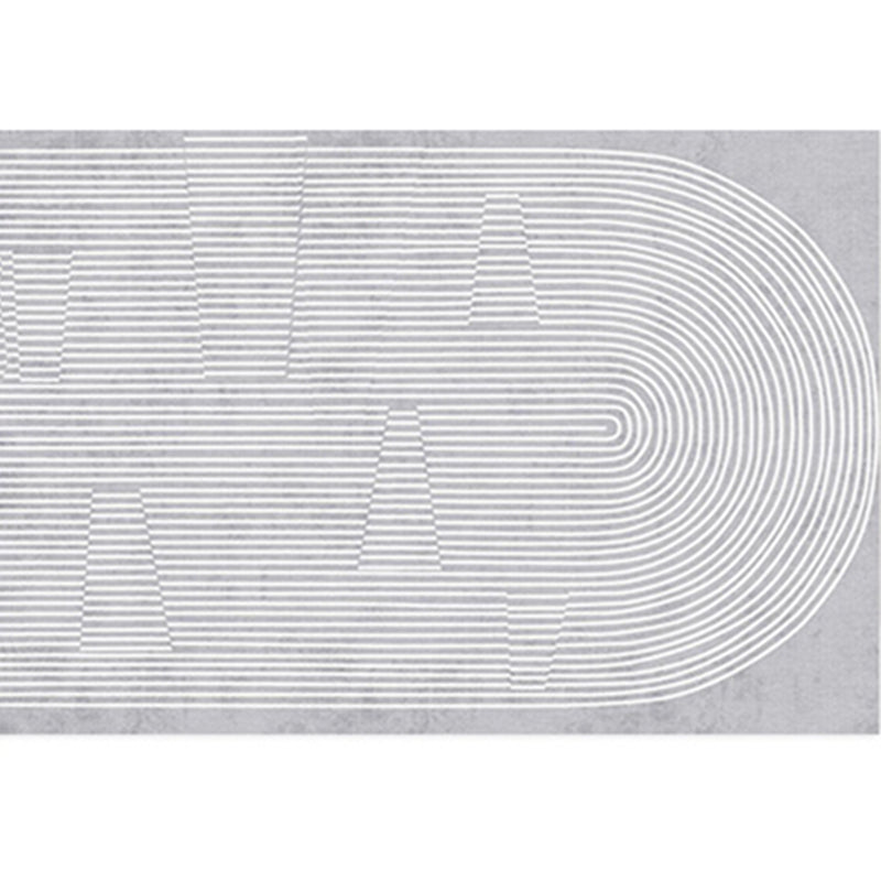 Solid Color Relaxing Area Rug Polyester Geometric Lines Print Rug Non-Slip Backing Indoor Rug for Living Room