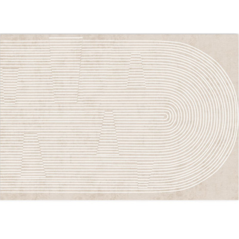 Solid Color Relaxing Area Rug Polyester Geometric Lines Print Rug Non-Slip Backing Indoor Rug for Living Room