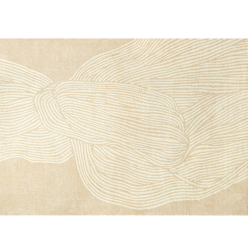 Apricot Tone Modern Indoor Rug Polyester Banded Print Carpet Easy Care Rug for Home Decoration