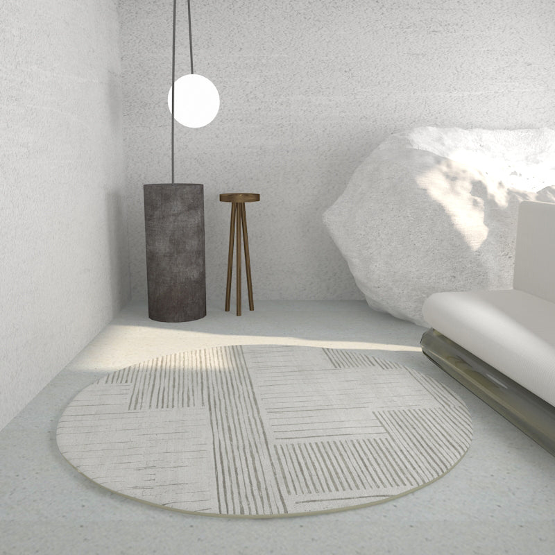 Tone abricot rond Rapier intérieur décontracté Polyester Lignes géométriques Rapis de support non glissant tapis intérieur pour le salon