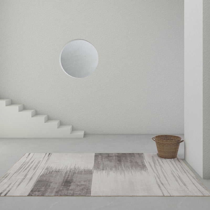 Simple Solid Color Comfort Rug Polyester Stripe Printing Area Rug Non-Slip Backing Carpet for Living Room