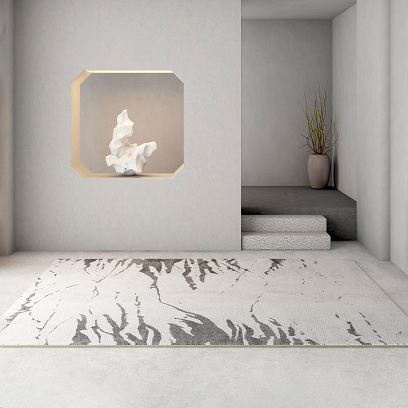 Simple Solid Color Comfort Rug Polyester Stripe Printing Area Rug Non-Slip Backing Carpet for Living Room