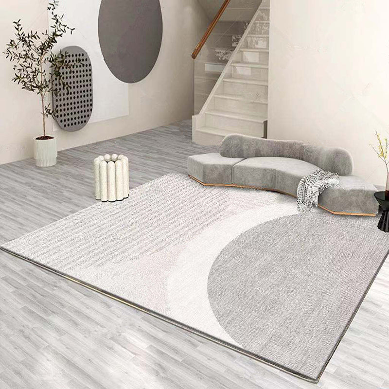 White Tone Modern Indoor Rug Polyester Abstractic Lines Print Carpet Easy Care Rug for Home Decoration