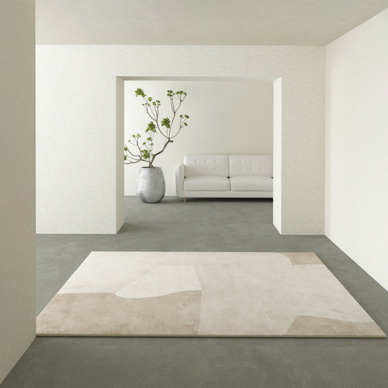 Light Color Simple Area Rug Polyester Abstractic Lines Rug Non-Slip Backing Indoor Rug for Living Room