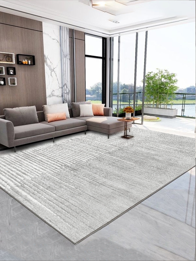 Relaxing Stripe Pattern Rug Apricot Tone Polyester Carpet Stain Resistant Indoor Rug for Home Decor