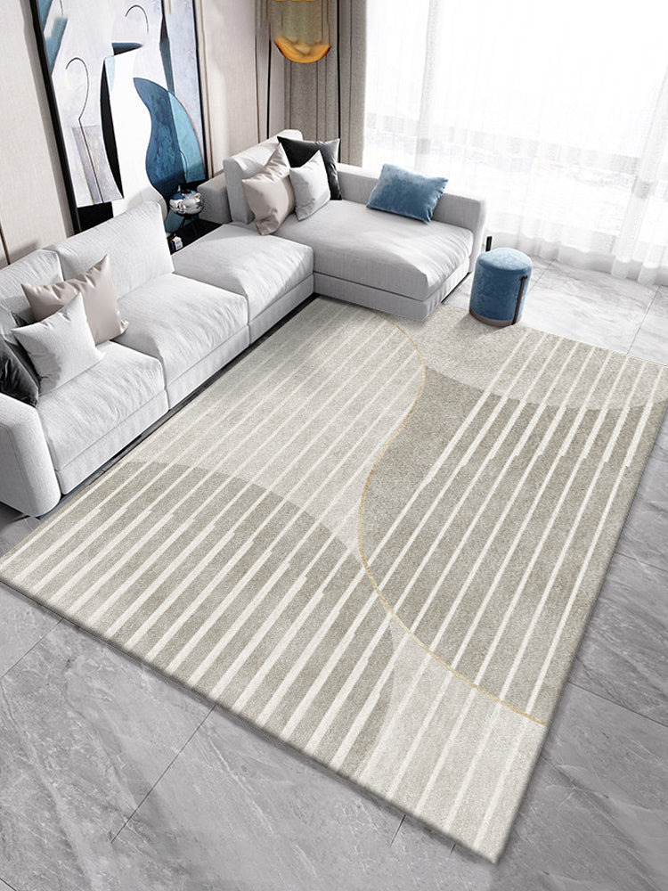 Relaxing Stripe Pattern Rug Apricot Tone Polyester Carpet Stain Resistant Indoor Rug for Home Decor