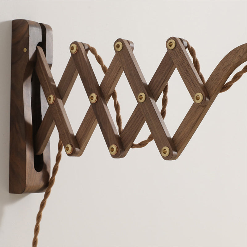 Dunkle Holz 1-Licht-Lesen Wandlampe Vintage Taperedglas ausziehbarer Wandleuchte