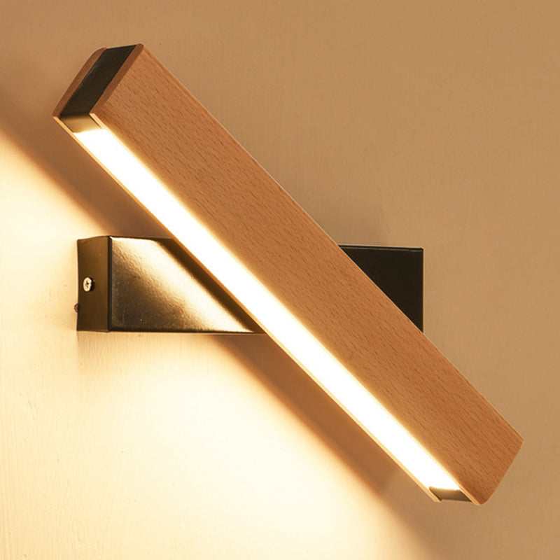 Rectangular Wood Wall Lighting Fixtures Modern Wall Mounted Light Fixture for Bedroom