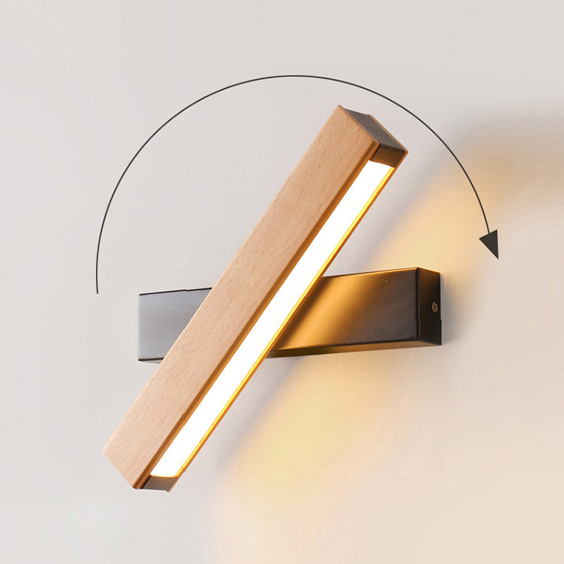 Rectangular Wood Wall Lighting Fixtures Modern Wall Mounted Light Fixture for Bedroom