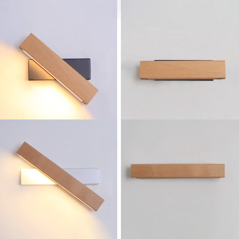 Rectangular Wood Wall Lighting Fixtures Modern Wall Mounted Light Fixture for Bedroom