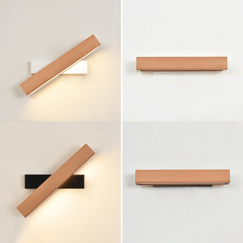 Rectangular Wood Wall Lighting Fixtures Modern Wall Mounted Light Fixture for Bedroom