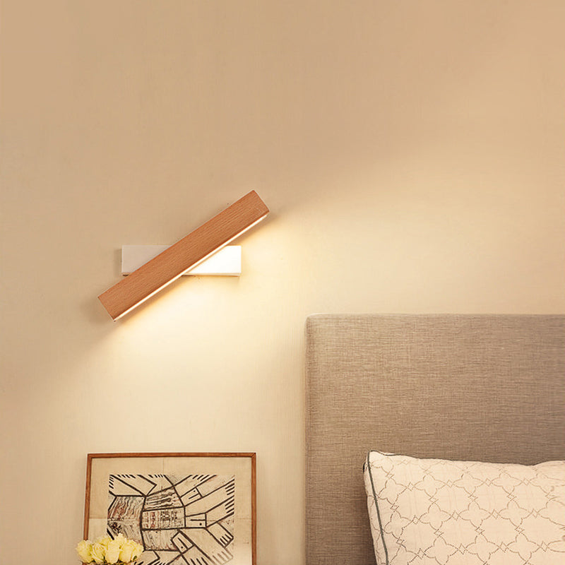 Rectangular Wood Wall Lighting Fixtures Modern Wall Mounted Light Fixture for Bedroom